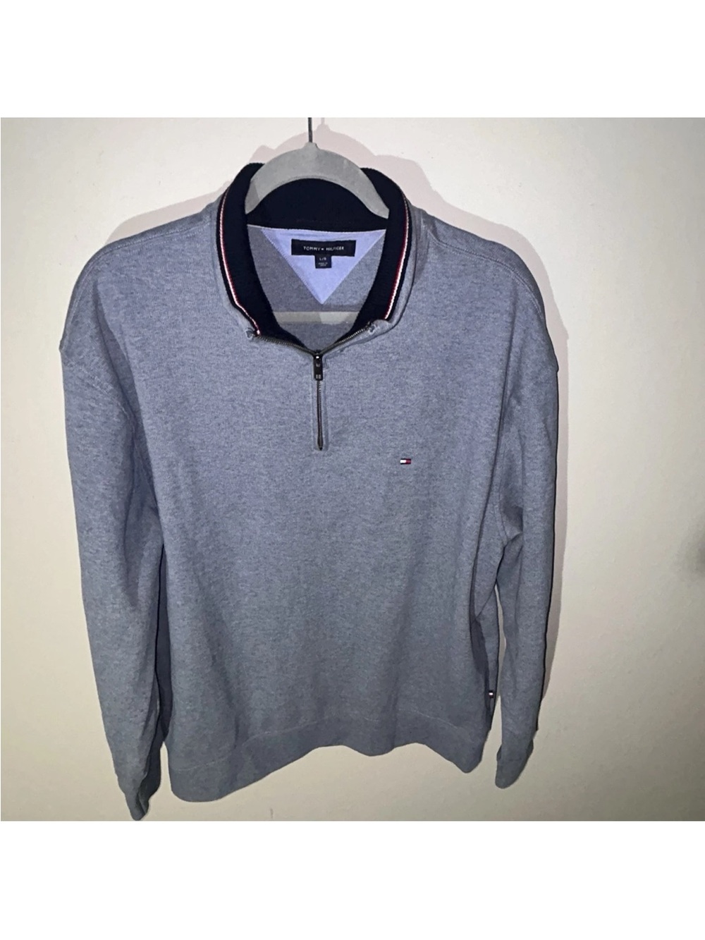 Tommy Hilfiger Men's Large light blue Quarter-Zip Sweater